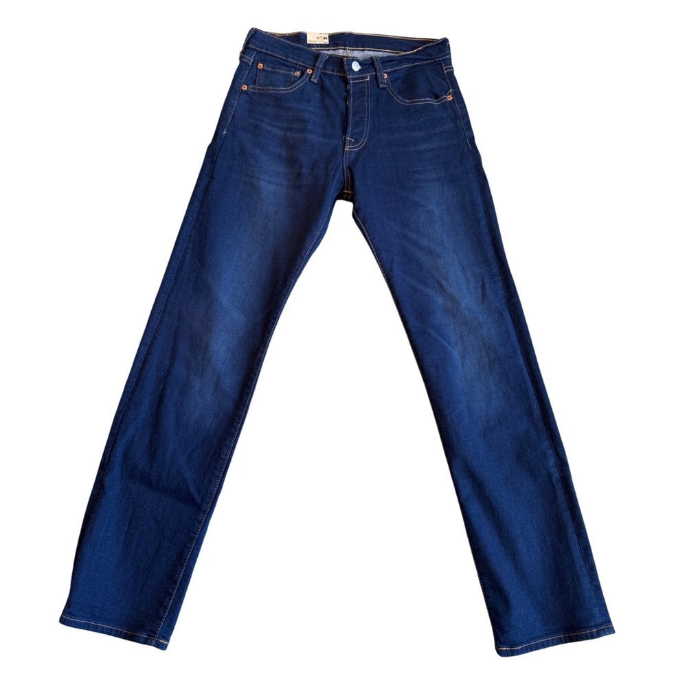 Levis 501 Original Fit Mens Jeans Dark Wash Indigo Blue Button Fly 30x32 NEW - Picture 1 of 5
